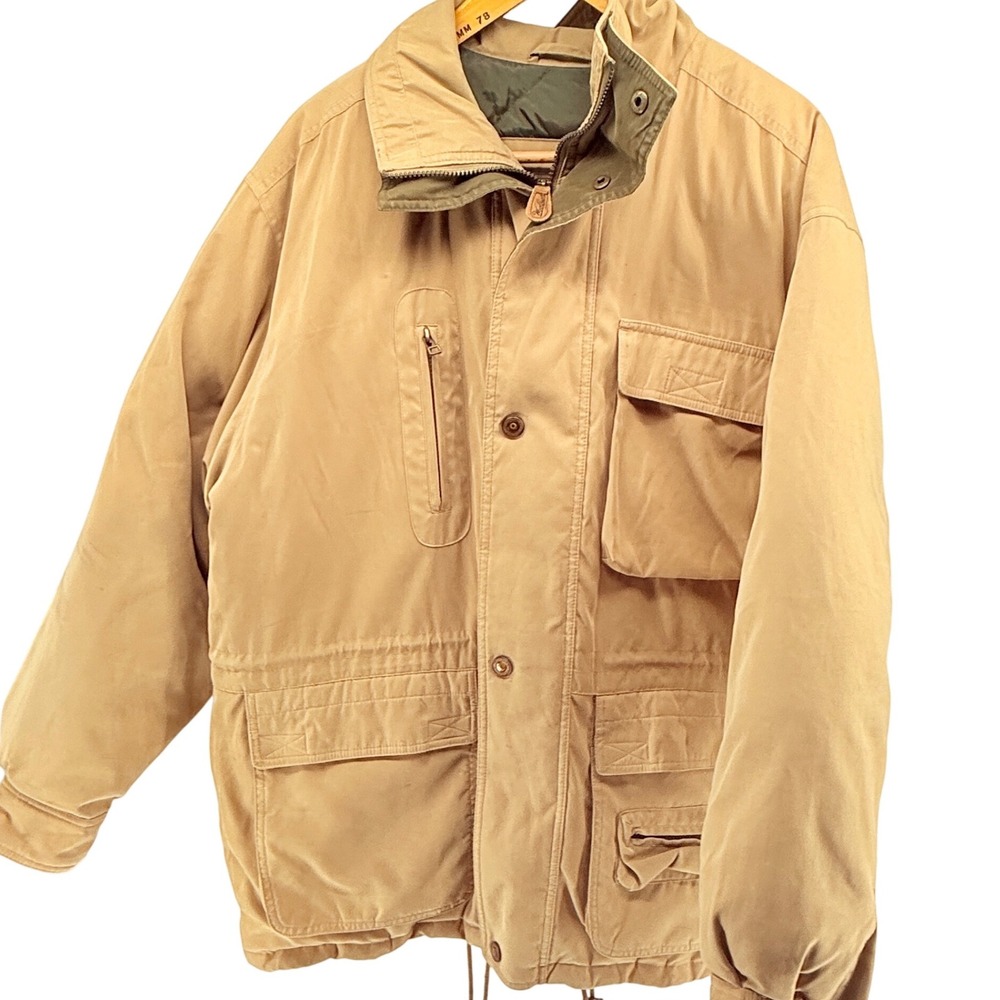 Woolrich Rugged Outdoorwear Mens Large Jacket Coat Beige Full‎ Zip 21029RS goose